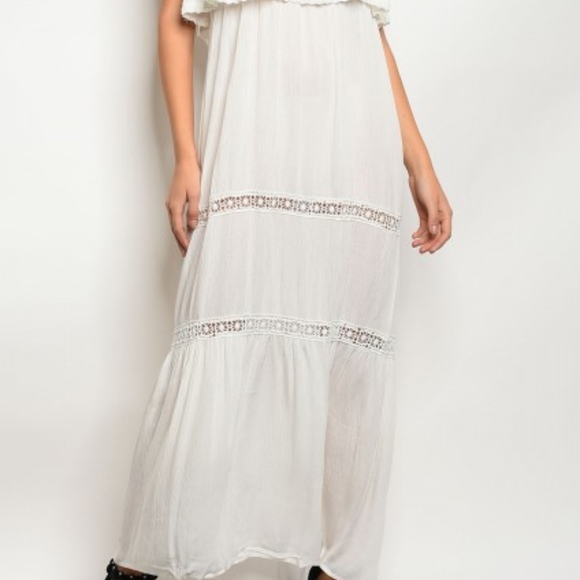 LAST 1! Boho ruffle maxi! IVORY RUFFLE DRESS - Picture 4 of 8
